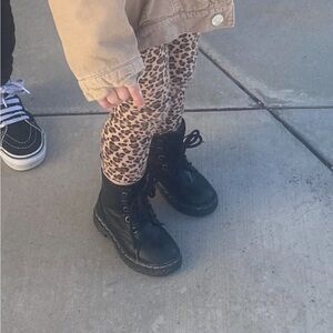 Sincerly Jules Toddler Black Combat Lace Boots - Glitter Sole Size 6